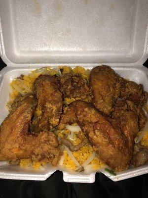 4 Chicken Wings & Beef Fried Rice