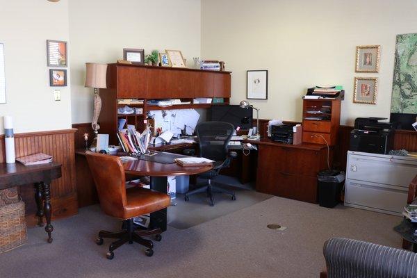 one of the open desk area