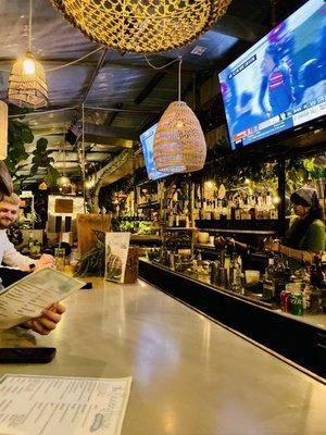 Inside bar area with TVs