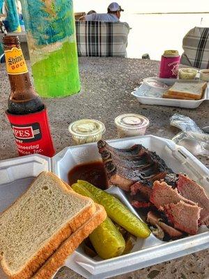 Delicious Brisket and rib plate