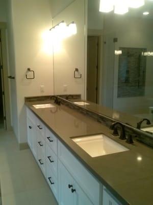 Bathroom cabinet and counter top installed