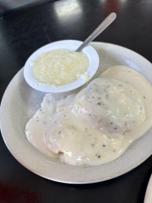 Gravy, biscuits, and grits