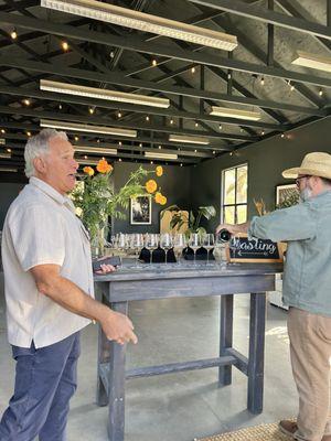 Sparkling wine for starters, in the tasting barn. Last time we tasted in here, as it was pouring.