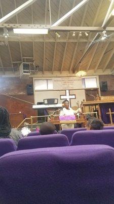 Daughter took this pic of First Lady Chapman bringing the Word on a Sunday morning!