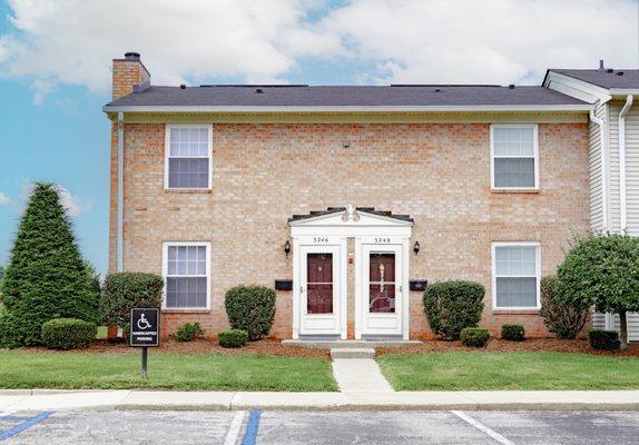 Apartment Building Exterior at Williamsburg on the Lake Apartments Mishawaka