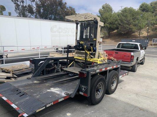 Transporting a forklift