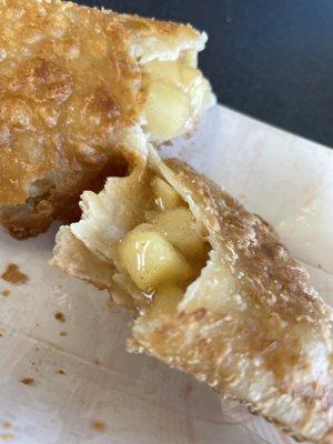 Inside look of the fried apple hand pie