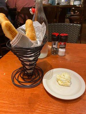 Delicious breadsticks served with the meal