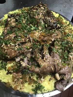 Beryani yellow rice baked lamb