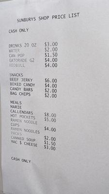 Snack prices