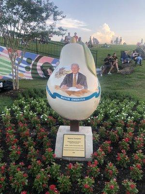 One of Pearland's many artistic pears can be found in the heart of the park