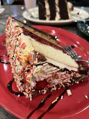 "Sampler cake"'slice