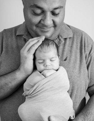 newborn session photos baby with father