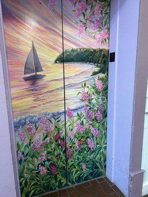 Beautifully painted elevator door