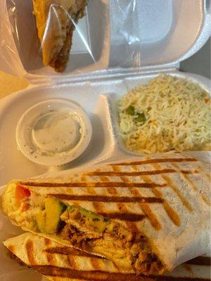 Pesto Chicken Panini with Side of Basmati Rice