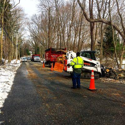 In this photo here we are cleaning a small public road in Old Brookville the day after a bad nor'easter hit Long Island.