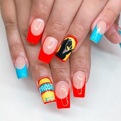 Builder gel with hand painted art