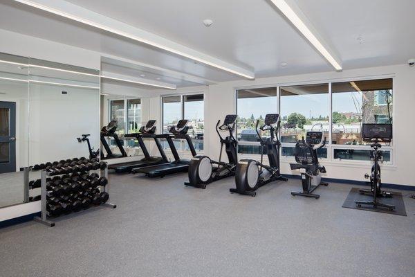 Fitness center with Peloton bike