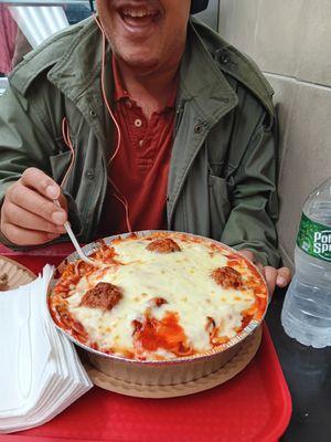 Large size order. Spaghetti and Real Quality Beef Meat Balls with Extra Real  melted GRANDE Cheese .