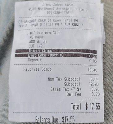 Not too shabby they had a couple extra bucks for delivery. I was hungry so I went with the bigger sized roast beef known as The Hunter