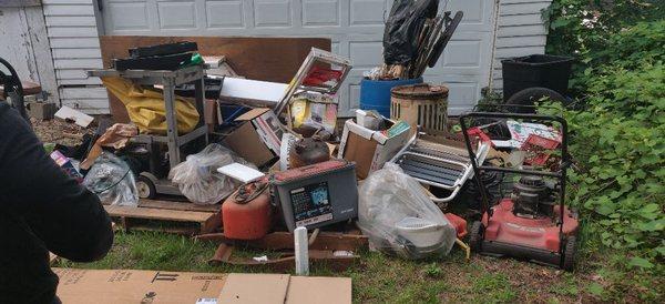 Garage clean -out lawnmower commercial carpet cleaner & debris