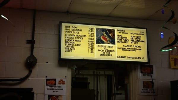 Snack menu