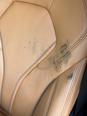 Oil left on my leather seats after service