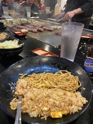 Fried rice and noodles