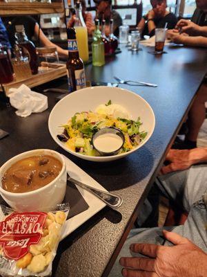 Salad and guiness stew