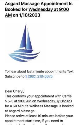 Confirmation email for appointment that doesn't exist