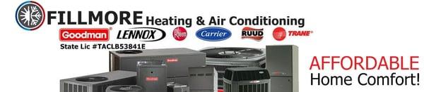 We carry all name brand HVAC equipment to suit your needs.