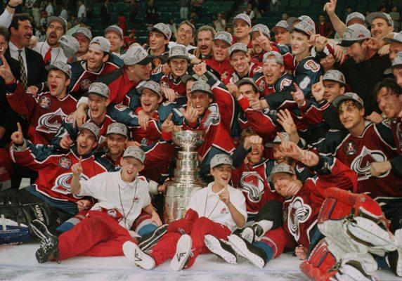 Team photo after winning the 1996 Stanley Cup Finals.