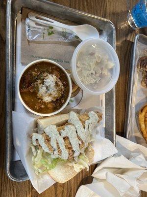 Poboy, gumbo, potato salad