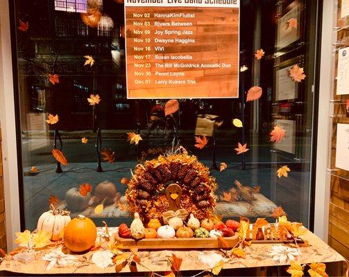 Cute entryway table w Live music schedule