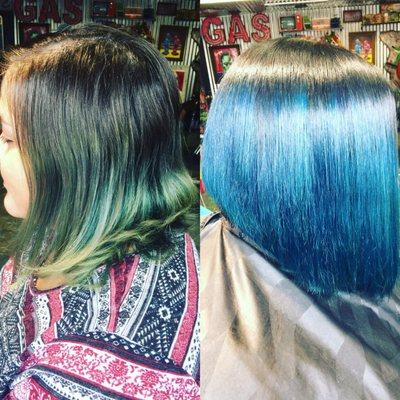 Before & After refresh blue ombré.