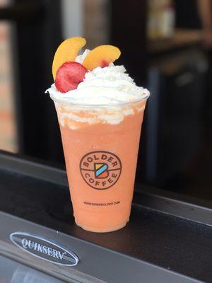 Our Liquid Courage smoothie features Strawberries & Peaches