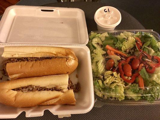 Cheesesteak & Tossed Salad = $18 It was a satisfying meal, but a bit pricey for the quality.