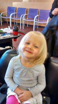 My niece with her new haircut styled by Angie that is awesome