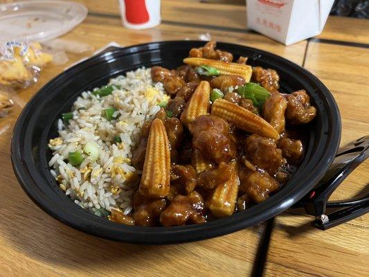 General Tso Chicken and Green Onion Fried Rice