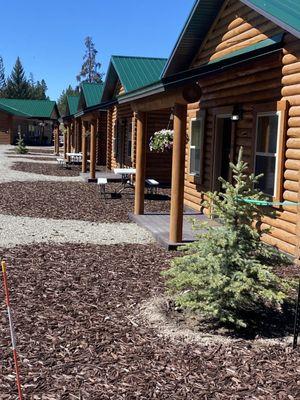 Looking down a row of cabins.