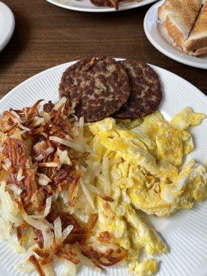 Sausage eggs and hash browns