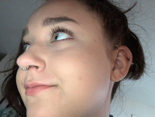 Another two piercings amazingly done! Septum and industrial!