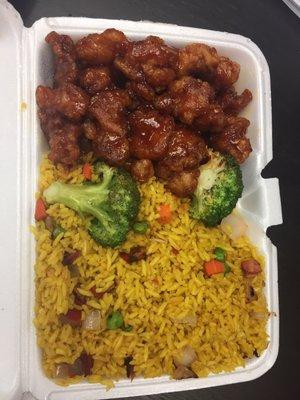 General tsao chicken with pork fried rice