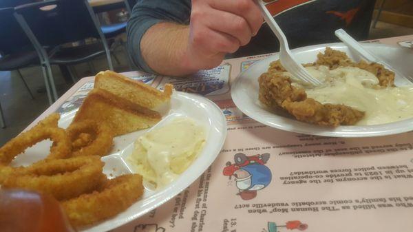 Boyfriend got the chicken fried steak and onion rings. Enjoyed it! Had some leftovers