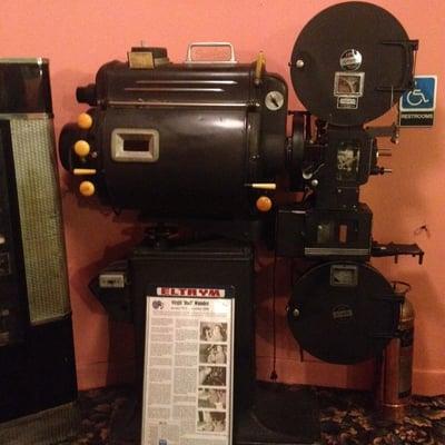 The old film projector to the left of the entrance.