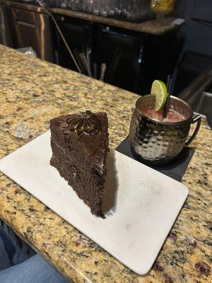 Best chocolate cake and a mule to pair