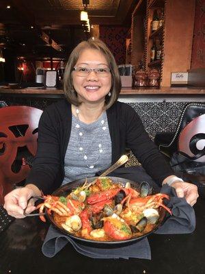 Seafood paella for two.