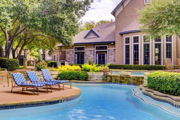 Poolside at the Wimberly apartments in Dallas, Texas.