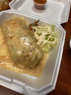 Smothered steak burrito.