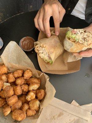 Chicken Burrito & Bunuelos... both nice & fresh but need more flavor - chicken needs spice